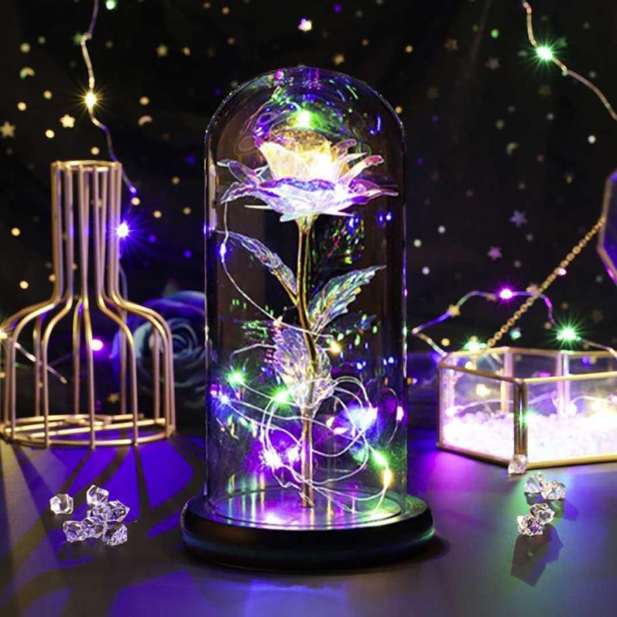 照明 薔薇 ガラスドーム LED ギャラクシーorブルー 3D オブジェ 照明 薔薇 ガラスドーム LED ギャラクシーorブルー 3D オブジェ