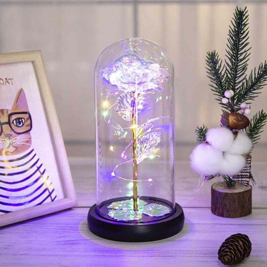 照明 薔薇 ガラスドーム LED ギャラクシーorブルー 3D オブジェ 照明 薔薇 ガラスドーム LED ギャラクシーorブルー 3D オブジェ