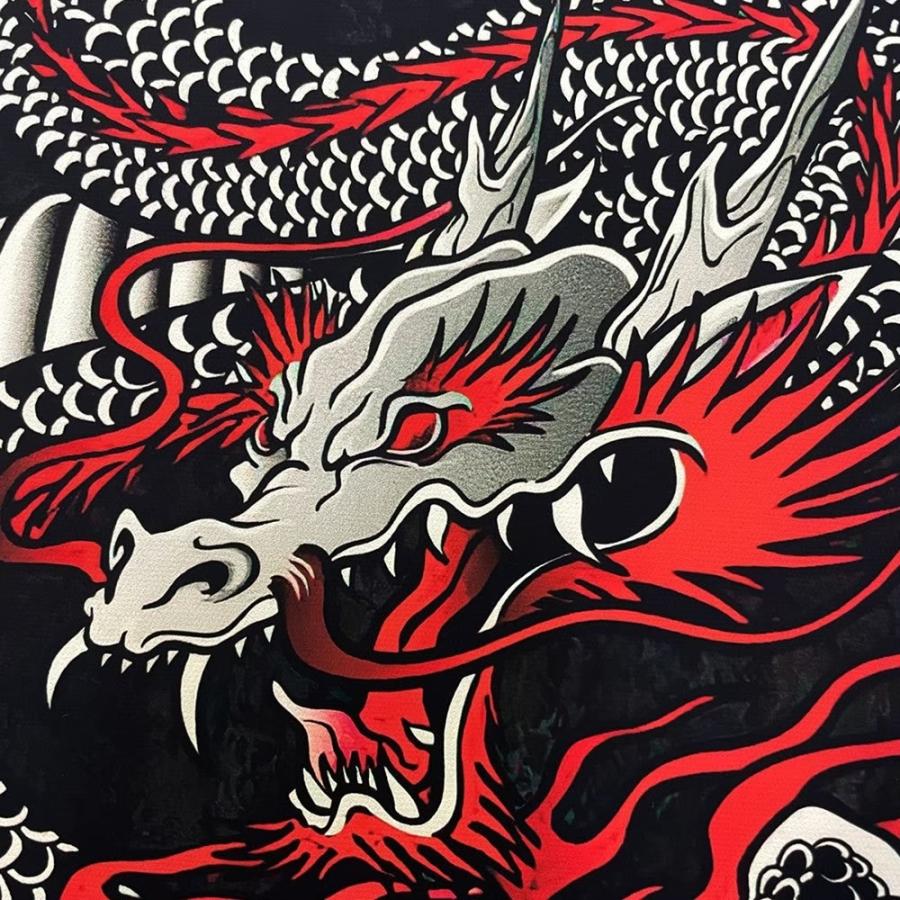 在庫限り風水 ポスター 黒背景のドラゴン 竜 絵 玄関 龍の飾り 壁 風水