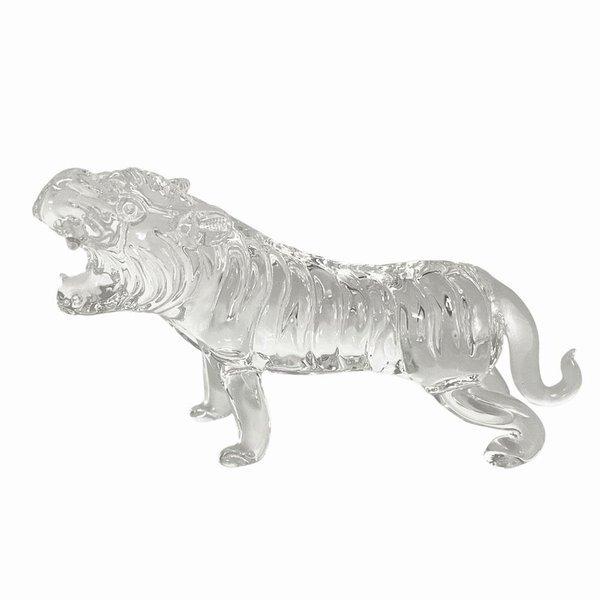 クリスタルガラス 虎の彫刻 約15cm