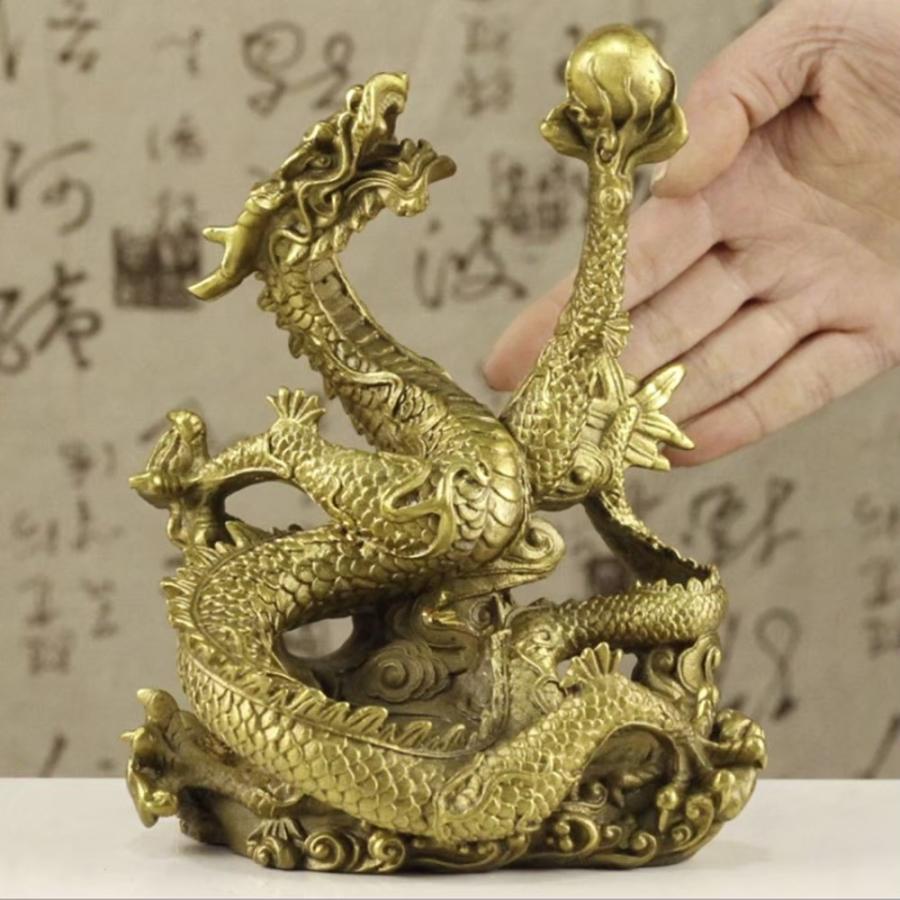 龍の置物 龍 置物 玄関 風水 開運グッズ 左手に玉を持つ龍 五本爪 竜