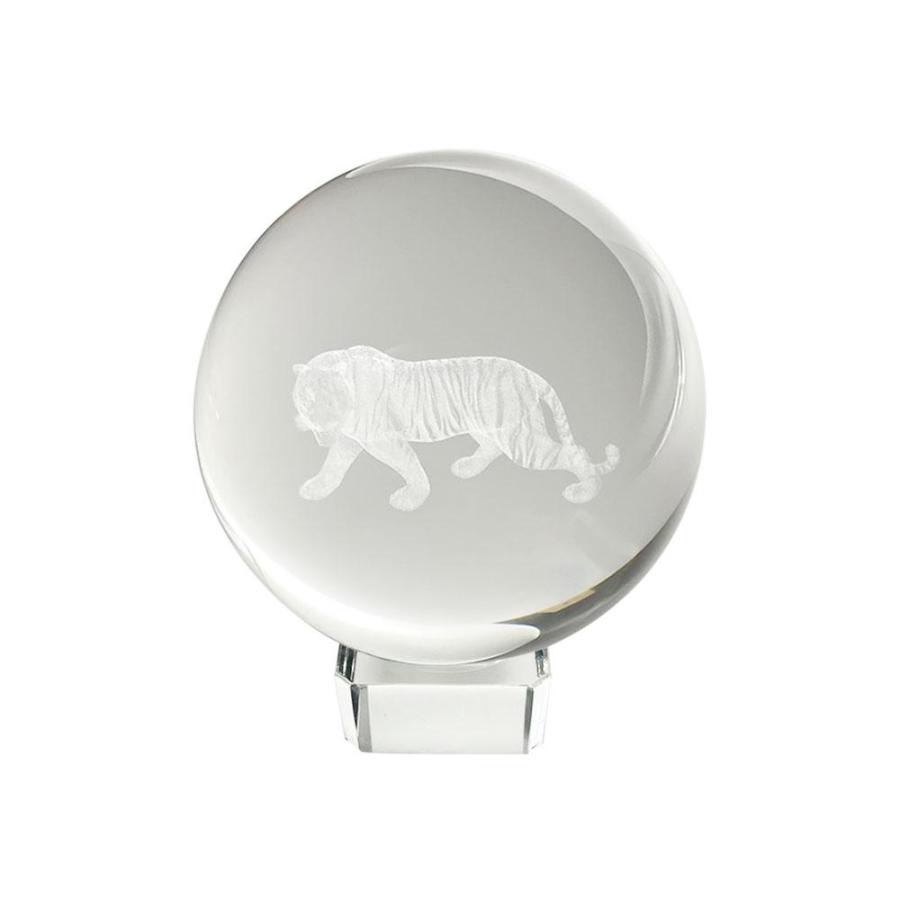 風水 置物 虎 寅 トラ 水晶球 クリスタル クリスタル台座付き