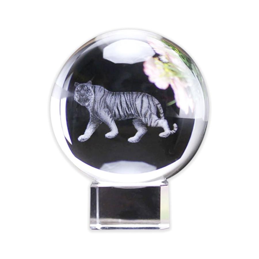 風水 置物 虎 寅 トラ 水晶球 クリスタル クリスタル台座付き