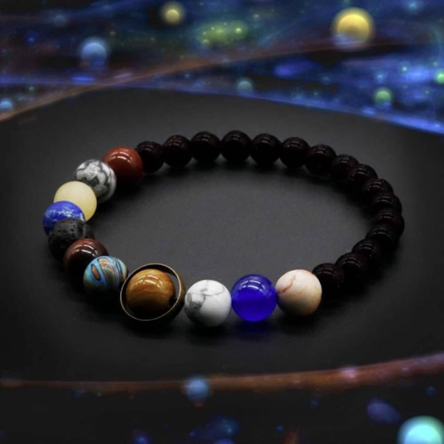 ブレスレット 太陽系 パワーストーン 水金地火木土天海冥 数珠