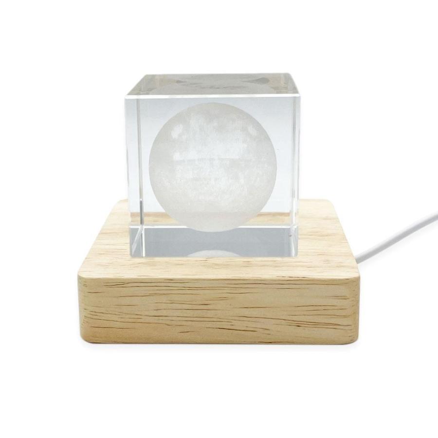 置物 クリスタル 月 ムーン 台座付き LED レーザー 彫り 3D 置物 クリスタル 月 ムーン 台座付き LED レーザー 彫り 3D
