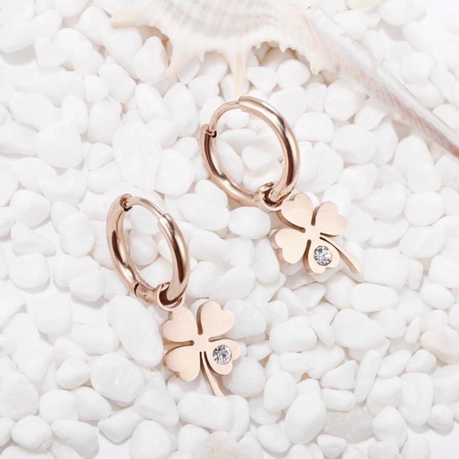 ピアス 四つ葉のクローバー 両耳用 ローズゴールド アクセサリー 