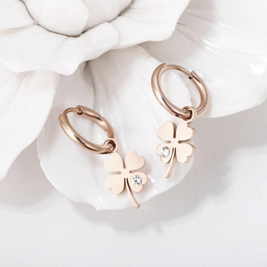 ピアス 四つ葉のクローバー 両耳用 ローズゴールド アクセサリー 