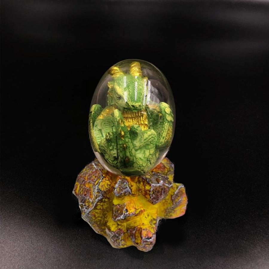 大放出セール 風水 ドラゴン エッグ Egg 卵 Led台座付き オレンジorグリーン 溶岩石 皇帝龍 運気急上昇 置物 開運 開運祈願 龍 金運祈願 風水グッズ レジン 龍の置物 水晶