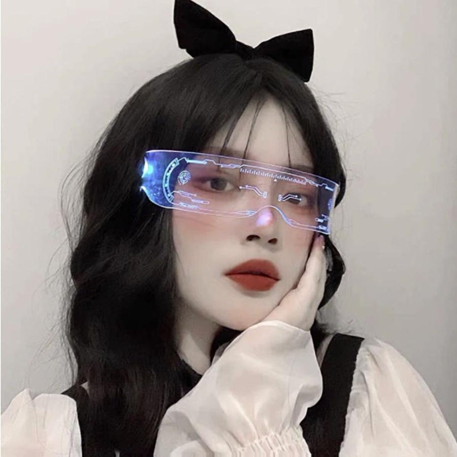 サングラス 近未来 LED 線型 クリア SF レディース メンズ
