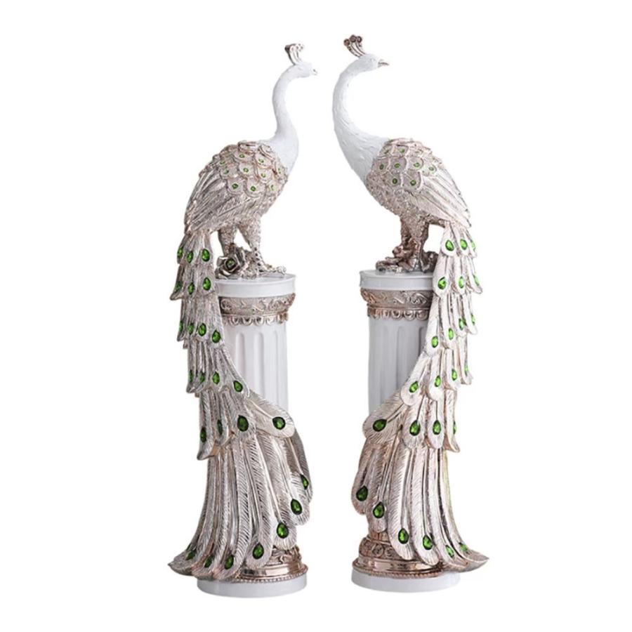 置物 孔雀 前向きの孔雀 白 70cm 柱  インテリア 風水 ホワイト 置物 孔雀 前向きの孔雀 白 70cm 柱 インテリア 風水 ホワイト 【公式