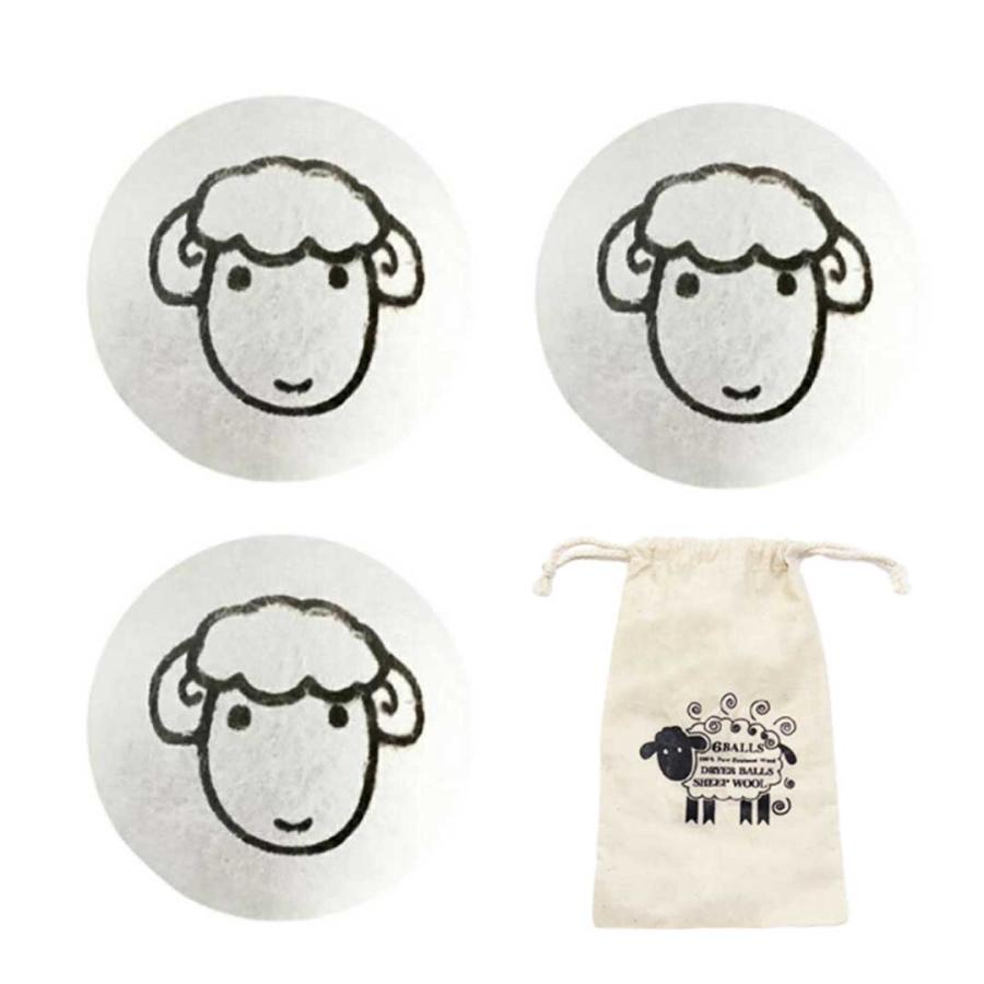 乾燥機 ウール ボール 羊 3個セット 収納袋付き ドライヤーボール シープ ふんわり 柔軟剤 節約 乾燥機 静電気 掃除 衣類 寝具 洋服 お手入れ 洗濯グッズ 乾燥 |  | 08