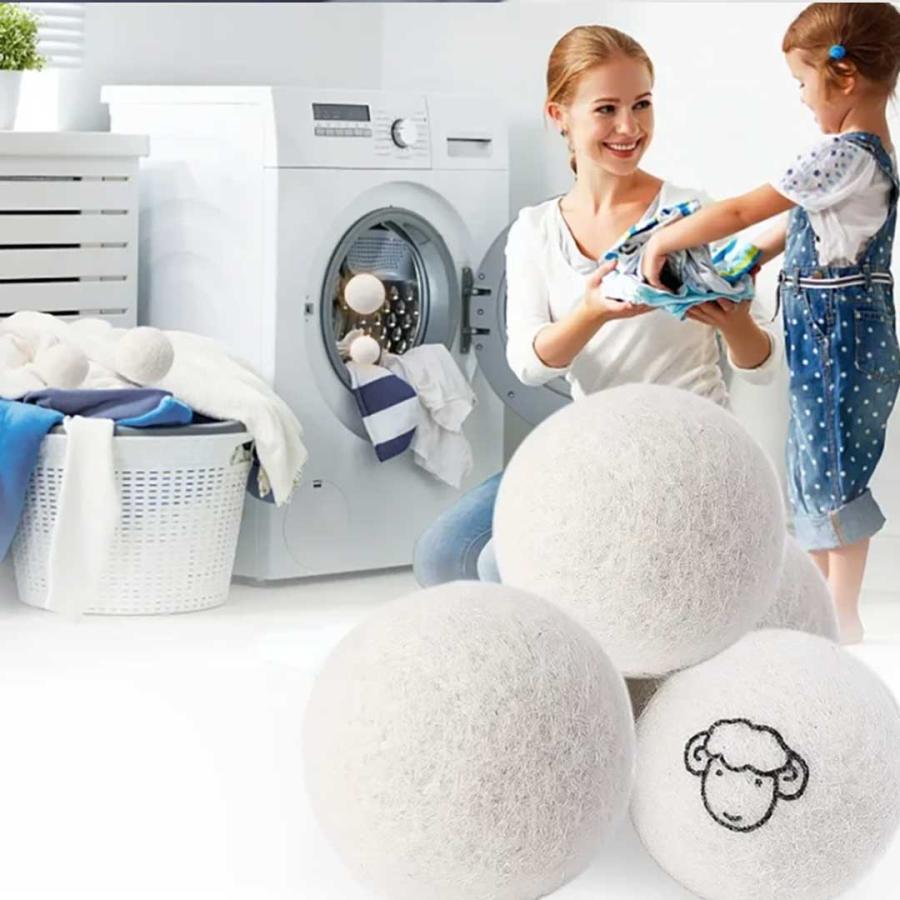 乾燥機 ウール ボール 羊 6個セット 収納袋付き ドライヤーボール