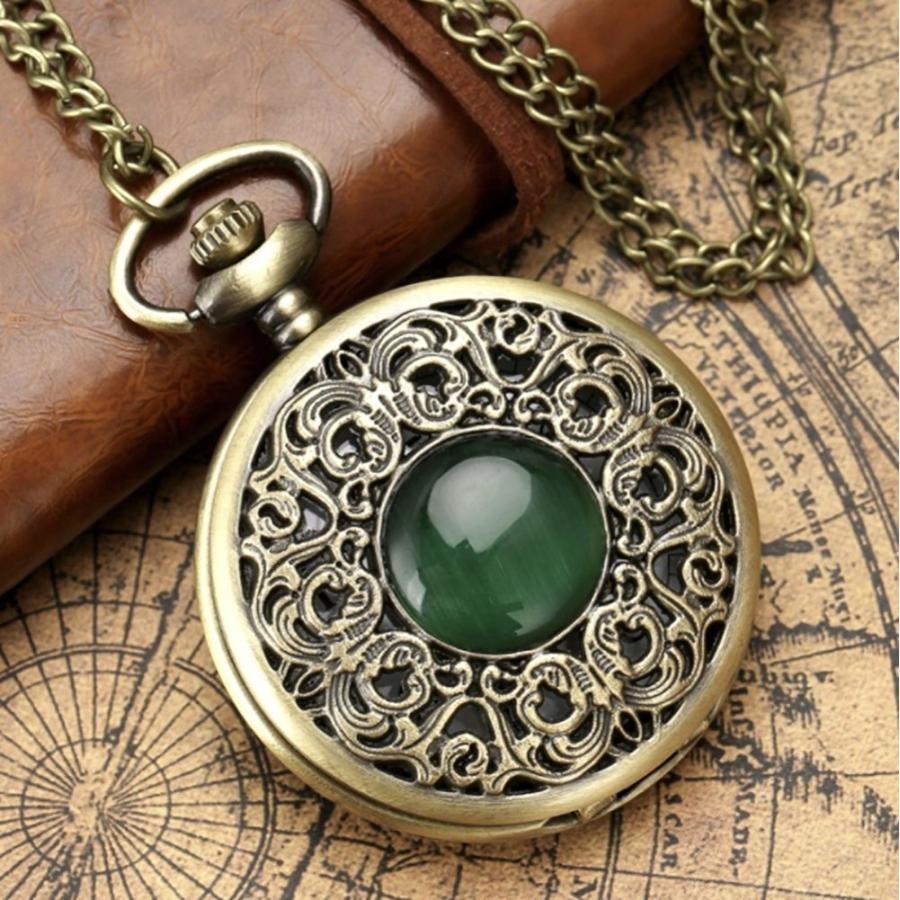 ゴールド懐中時計 ゴールド文字盤 18K刻印 No.173 手巻き式懐中時計（ゴールド・歯車・白文字盤・金ユリの