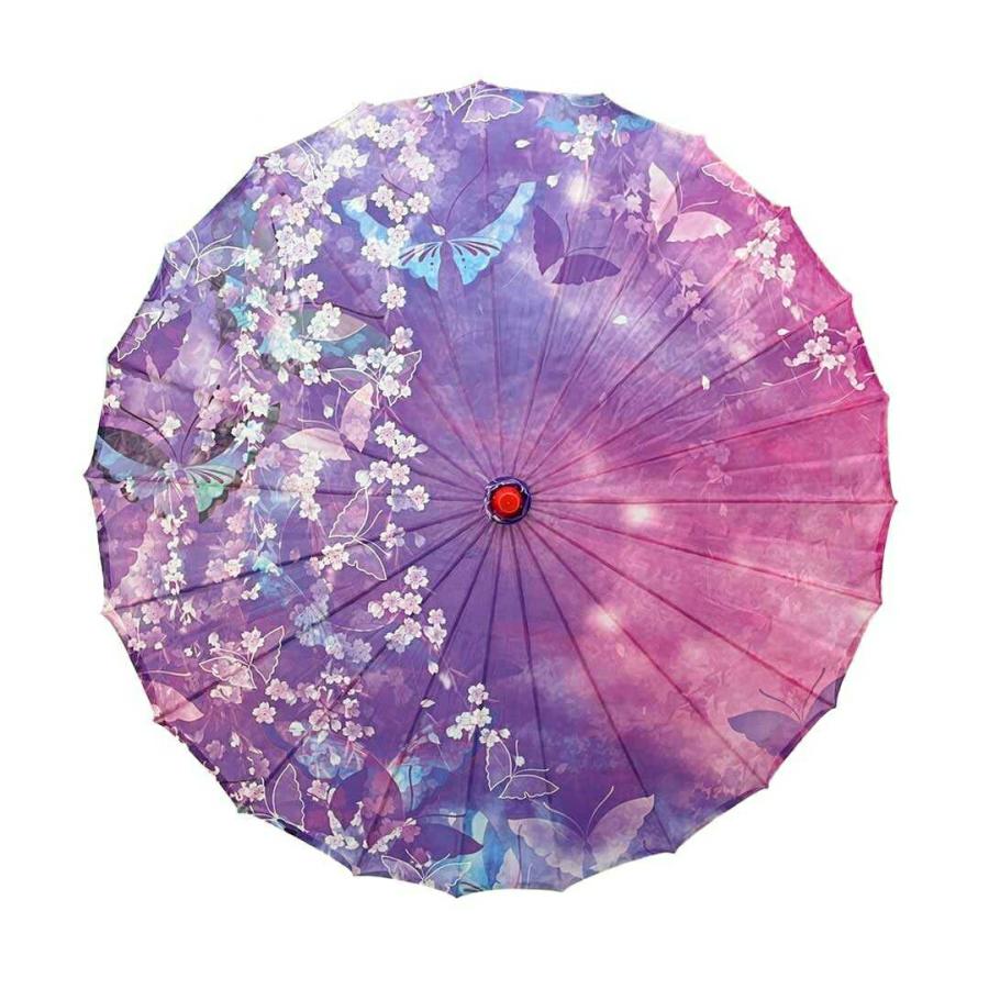 傘 和傘 紫 パープル 蝶 和風傘 かさ 木製 和風 和柄 レディース UV