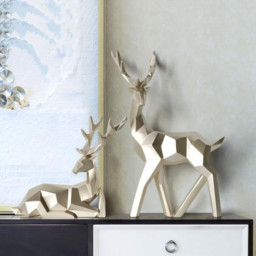 AiO JAPAN] 置物 鹿 2体セット ゴールド アンティーク デザイン シカ