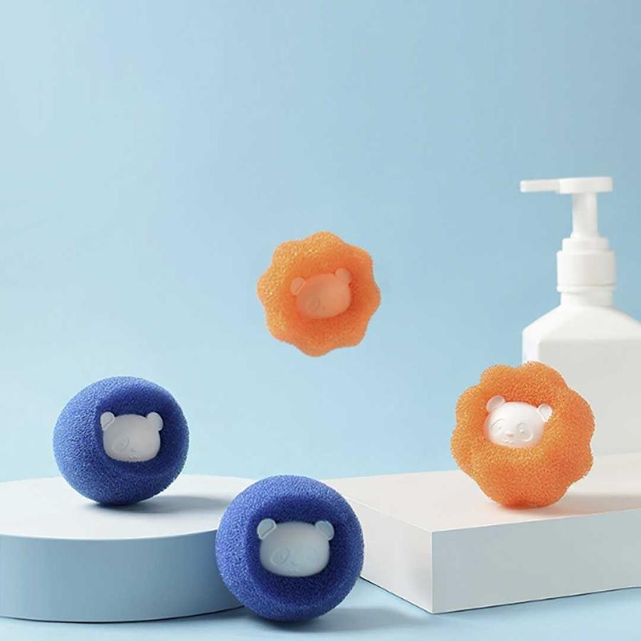 猫用抜け毛取り クリーナー ほこり取りブラシ 洗濯ボール 洗濯 ボール パンダ ブルーorオレンジ ほこり取り ネット 洗濯用 服