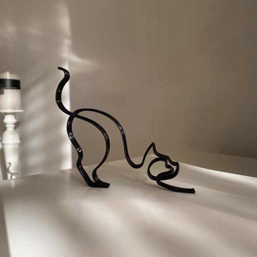 置物 一筆書き アイアン 猫or犬 アンティーク デザイン オブジェ