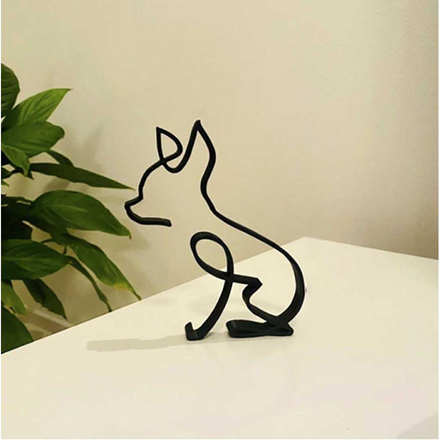 置物 一筆書き アイアン 猫or犬 アンティーク デザイン オブジェ