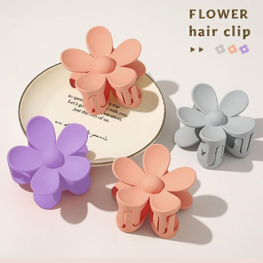 髪留め 花 ヘアアクセサリー ピンクorグレーorパープル ヘアクリップ