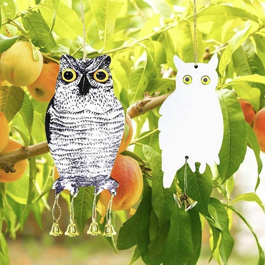 鳥よけ フクロウ型 リアルとホワイト2個セット 梟 猛禽類 吊り