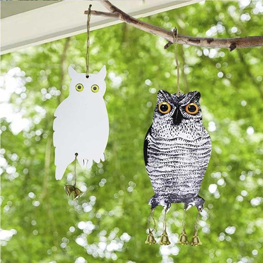 鳥よけ フクロウ型 リアルとホワイト2個セット 梟 猛禽類 吊り