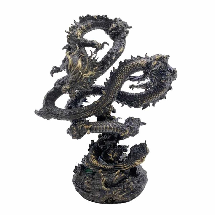 風水 龍 ブラックドラゴン 浮遊龍 金属 10cm 置物 竜 玄関 風水グッズ