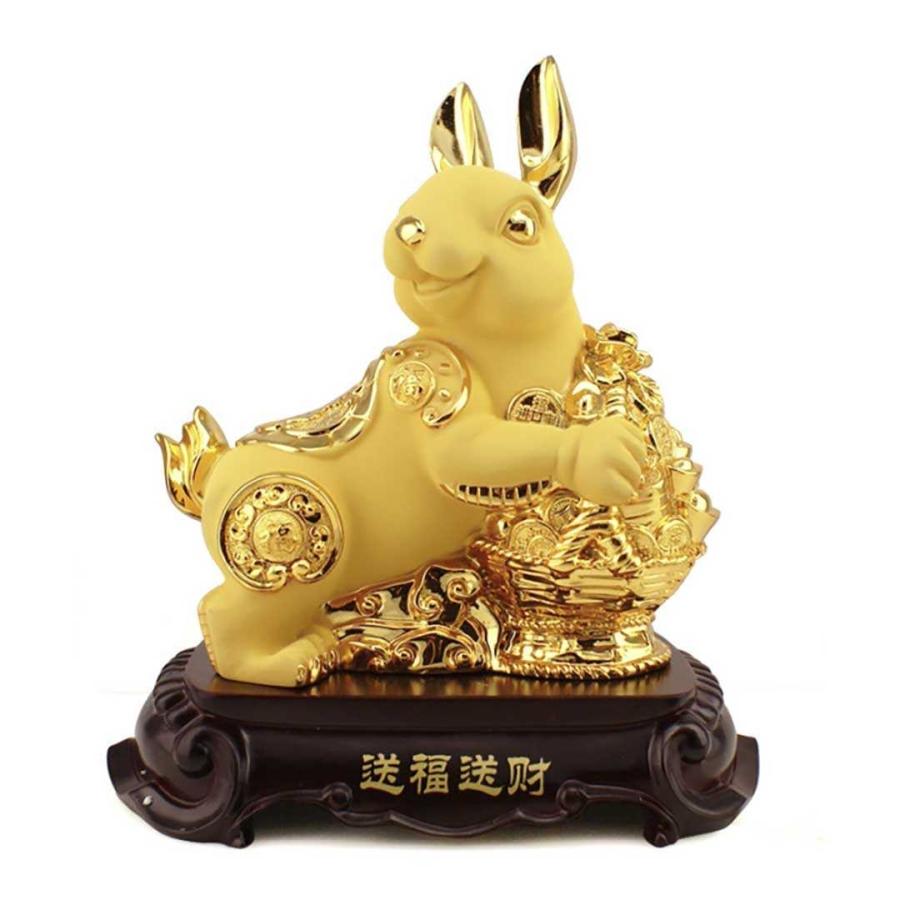 風水 うさぎ 兎 兔 ウサギ年 卯年 ゴールド 置物 干支 小判 おしゃれ