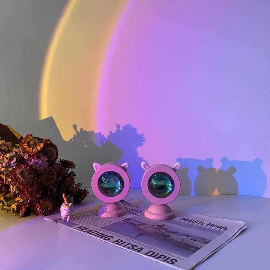 プロジェクター ミニ 16色 猫耳 ライト サンセットライト ネコミミ LED