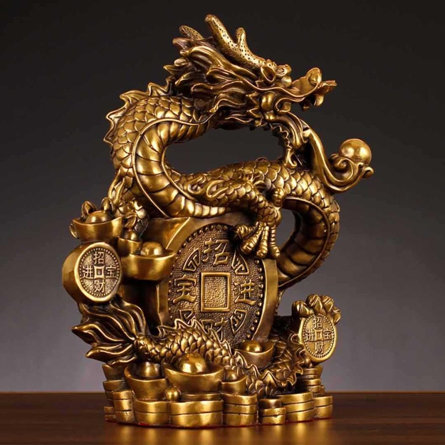 風水 龍 特大 古銭 ドラゴン 金属 置物 竜 玄関 風水グッズ 開運祈願 金運祈願 風水龍 アイテム 龍神 開運 金運 財産運 出世運 恋愛運 幸福 宝くじ プレゼント_1