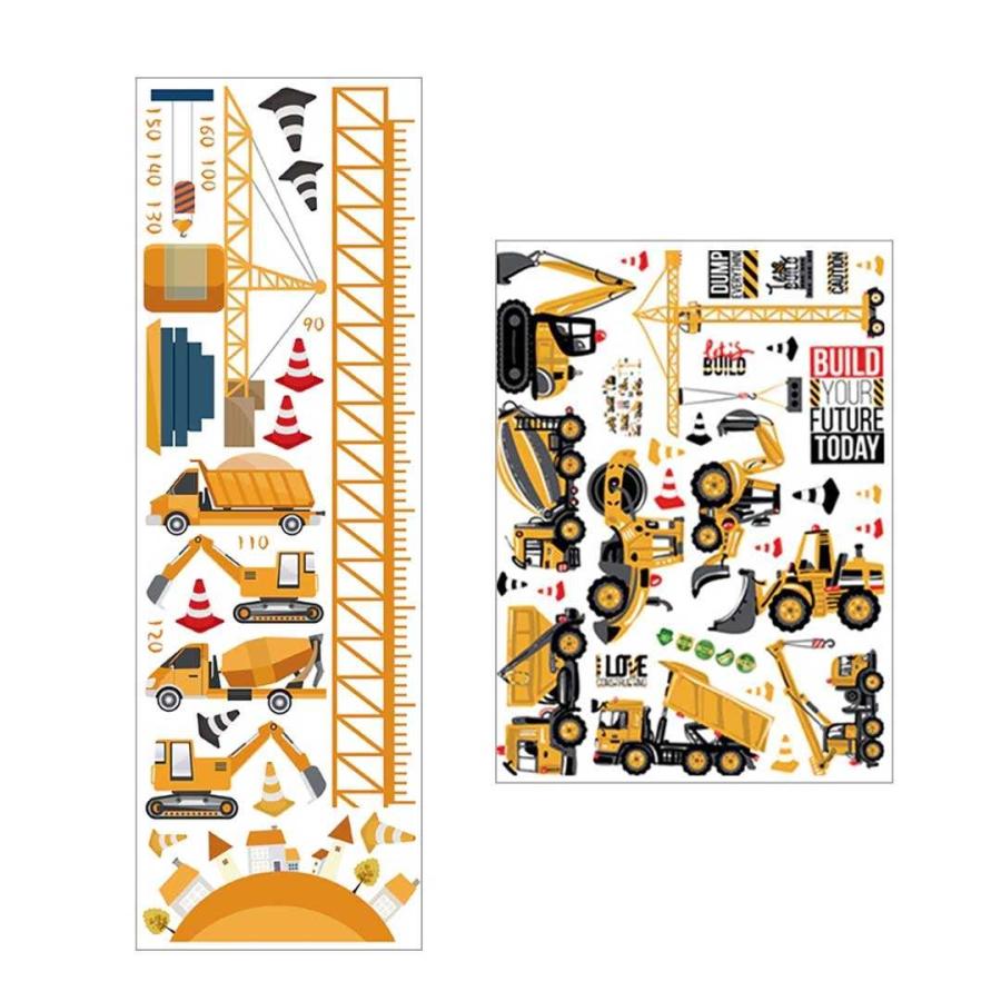 重機 ウォールステッカー 重機ステッカーor身長計ステッカー 工事現場 車両ステッカー セット ダンプ ユンボ 90〜160cm シール シンプル 成長｜aioshop｜11