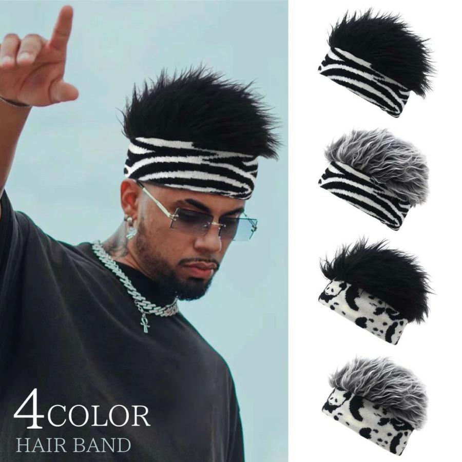 ヘアバンド メンズウィッグ ゼブラ柄orパンダ柄 全4種類 帽子 ゼブラ