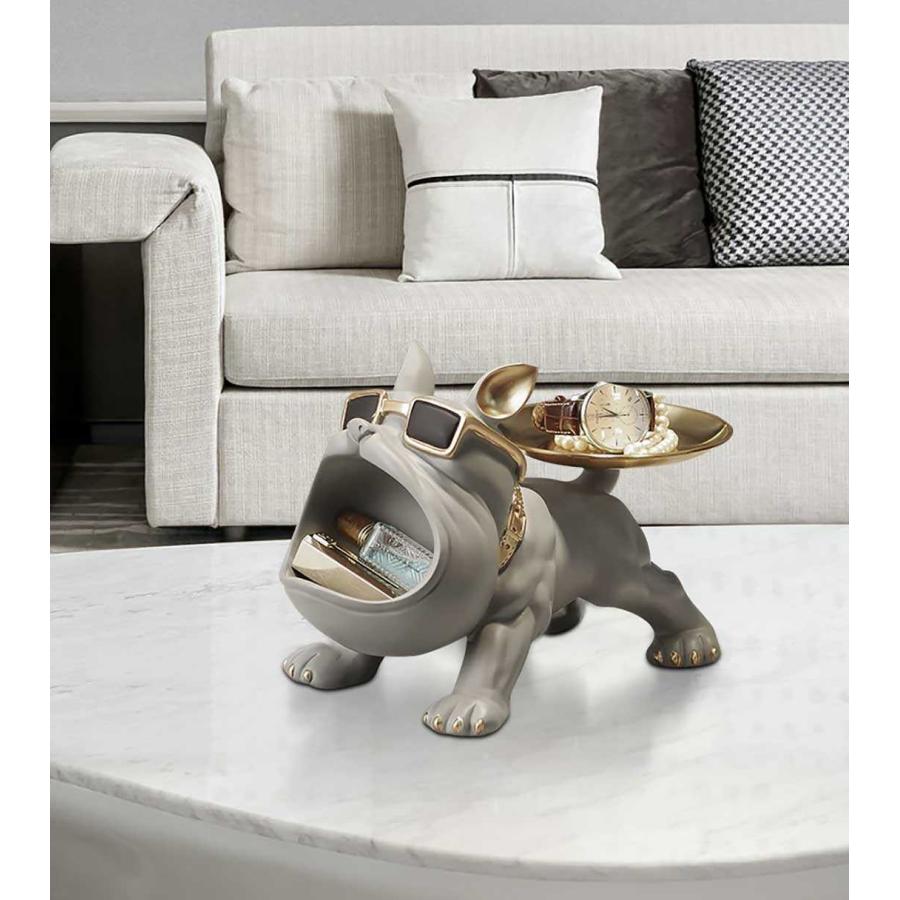 小物入れ 口デカ ブルドッグ 4カラー 置物 尻尾お皿 犬 高さ19cm ミニ