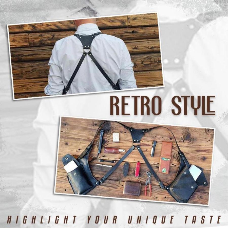 ハーネス ダブルショルダーバッグ ブラックorブラウン スチームパンク  