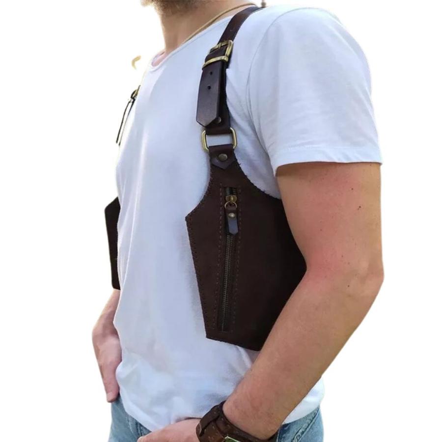 ハーネス ダブルショルダーバッグ ブラックorブラウン スチームパンク  