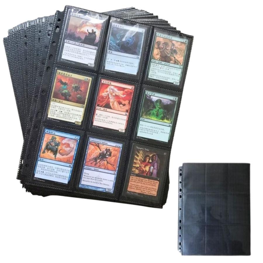 トレカ カードファイル 追加用シート 100枚セット 9ポケット 両面 縦
