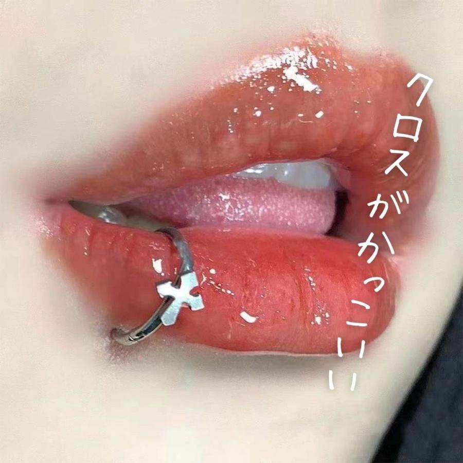 リップピアス 唇 ハートorクロス 十字架 リング アクセサリー 口ピ
