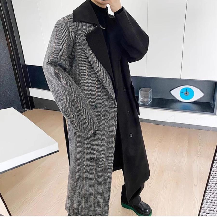 ロングコート ツートン ブラックグレー アウター スマート