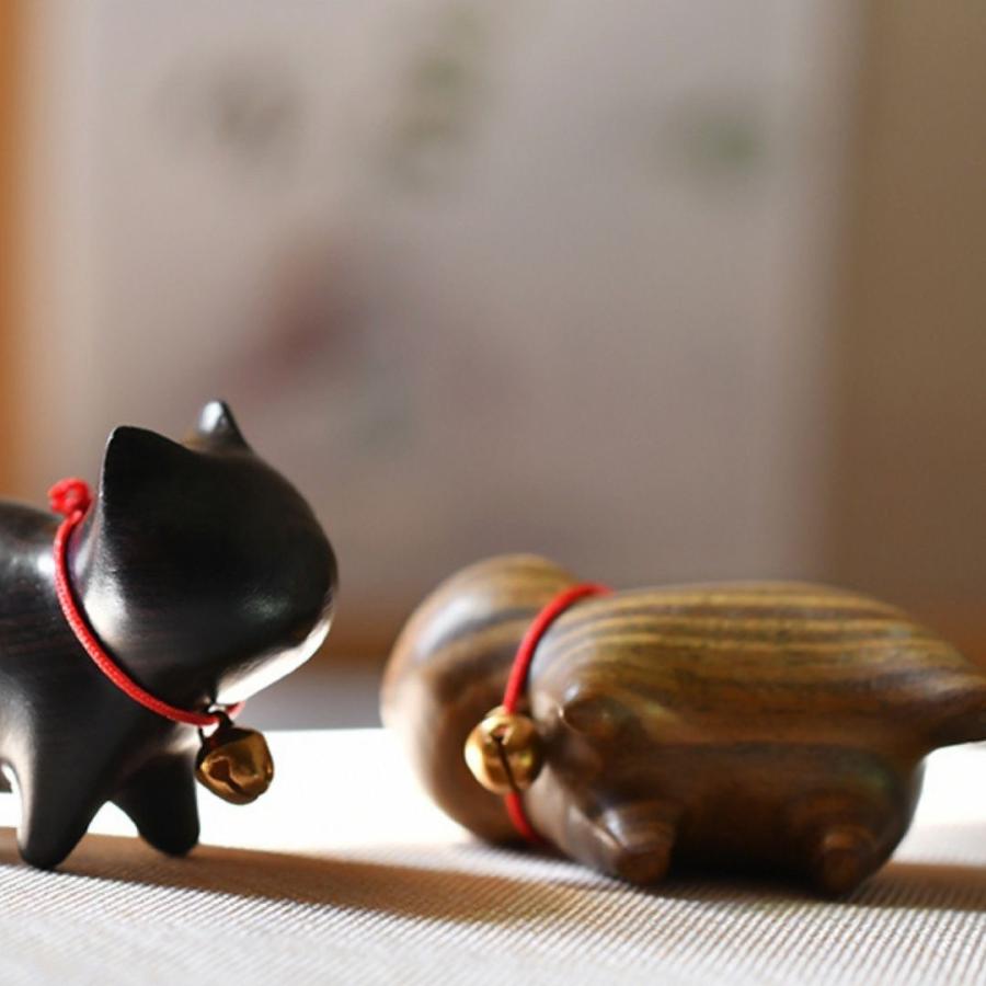猫 木製 置物 ラッキーキャット ミニ 全4種類 ウッド リビング用品