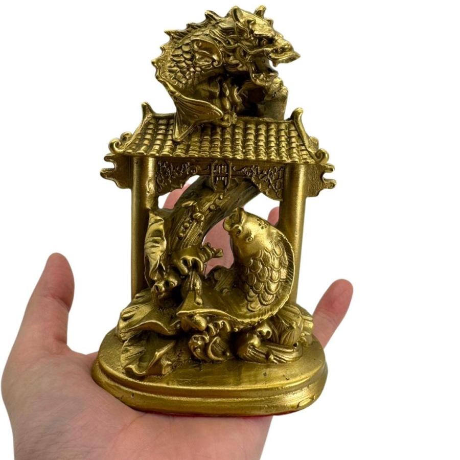 風水 登龍門 鯉の滝登り 置物 銅 ブロンズ ゴールド 登竜門 ドラゴン 鯉 風水 登龍門 鯉の滝登り 置物 銅 ブロンズ ゴールド 登竜門