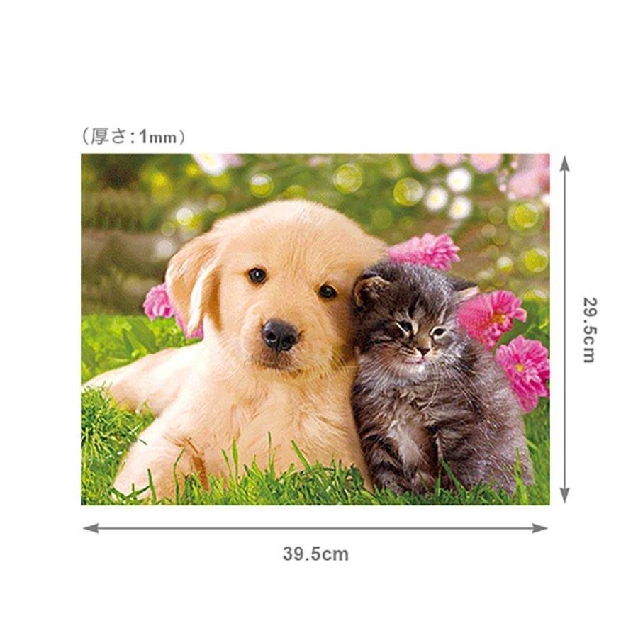 インテリア 3D 絵 寄り添う犬と猫 2匹 レンチキュラー アニマル 立体