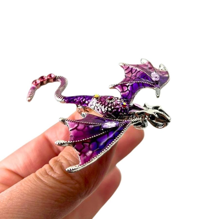 ブローチ 飛行する竜 エナメル 全6カラー ドラゴン Dragon