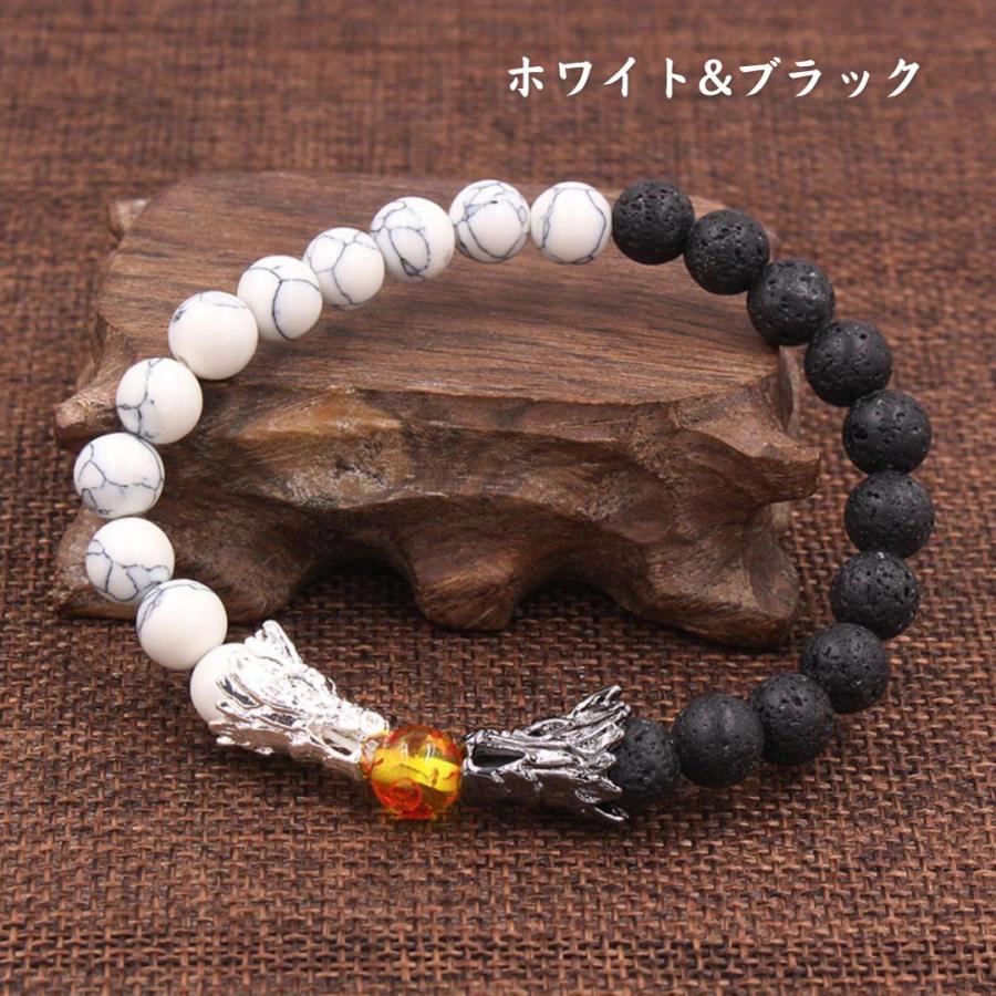ブレスレット 龍神 二頭が咥える竜玉 パワーストーン 数珠 全3カラー