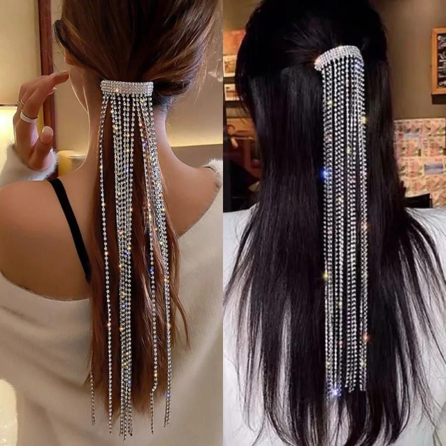 髪留め ヘアアクセサリー ロングチェーン ーVer2ー ラインストーン