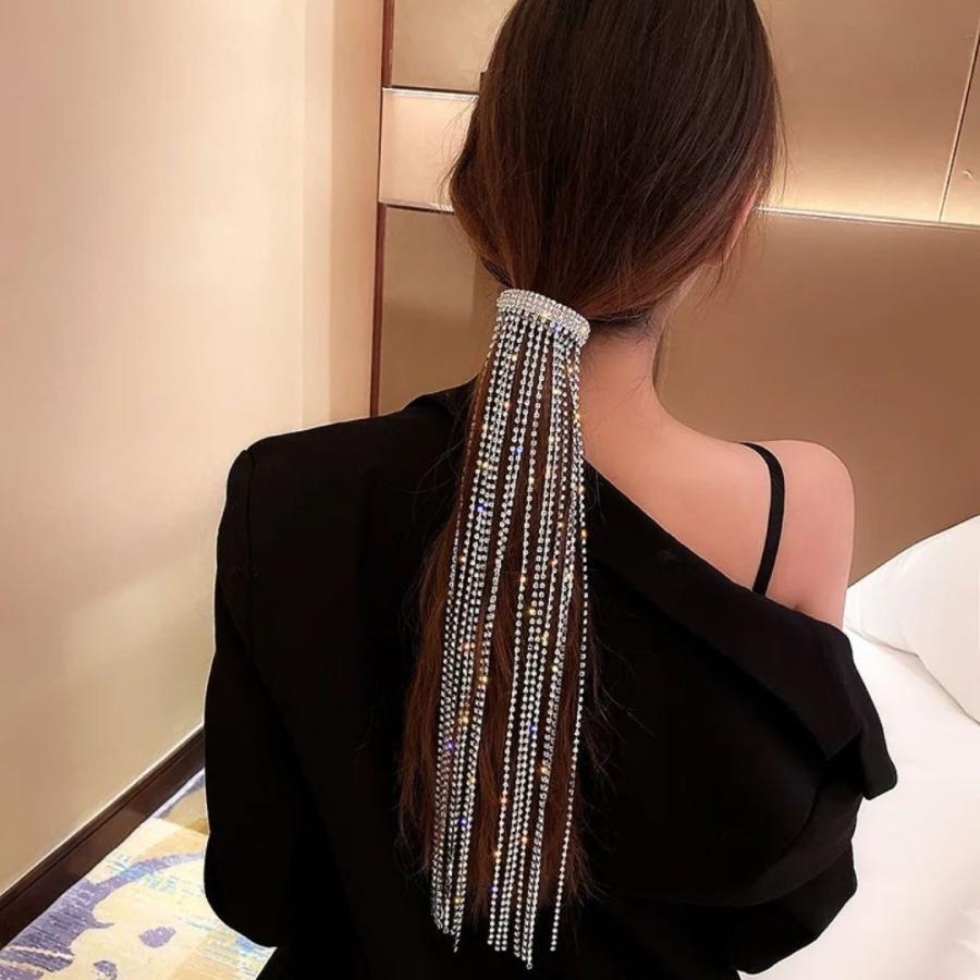 髪留め ヘアアクセサリー ロングチェーン ーVer2ー ラインストーン