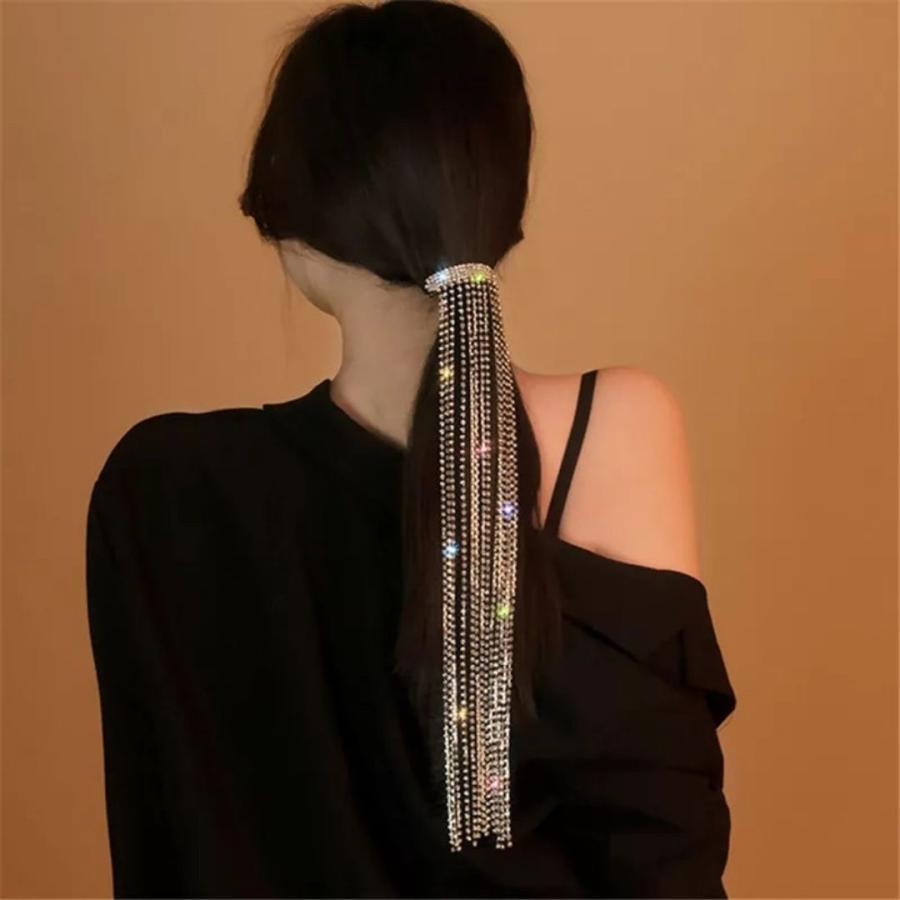 髪留め ヘアアクセサリー ロングチェーン ーVer2ー ラインストーン