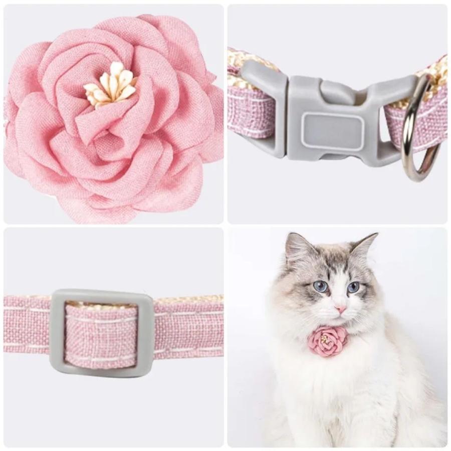 ホワイト&ピンク、わんちゃん猫ちゃん用首輪 プッチ、ジューンブライド