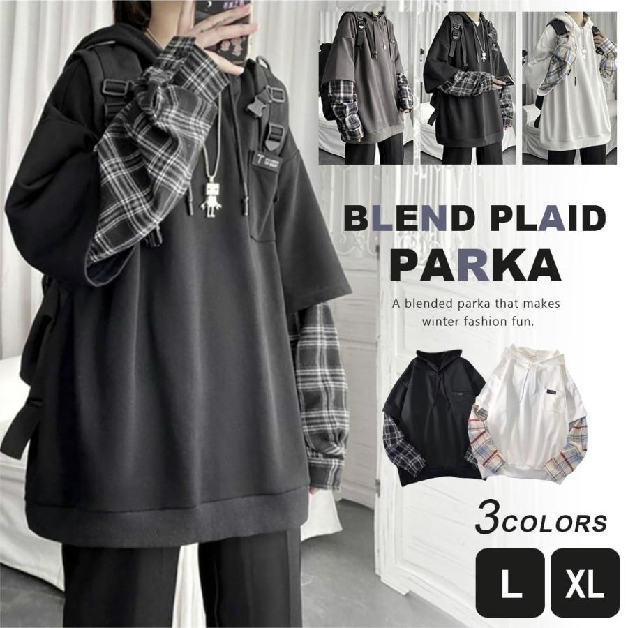 パーカー ツートンブレンドチェック チェック柄 全3色 ビッグ