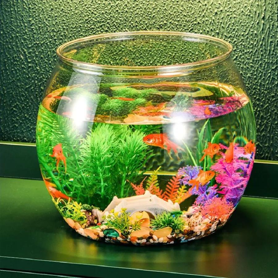 新品希少限定⭐シュプリーム✫ロゴ ガラス アクアリウム 水槽 金魚鉢 テラリウム 水槽 丸型 プラ水槽 金魚鉢 クリア 透明 プラスチック 軽量 インテリア