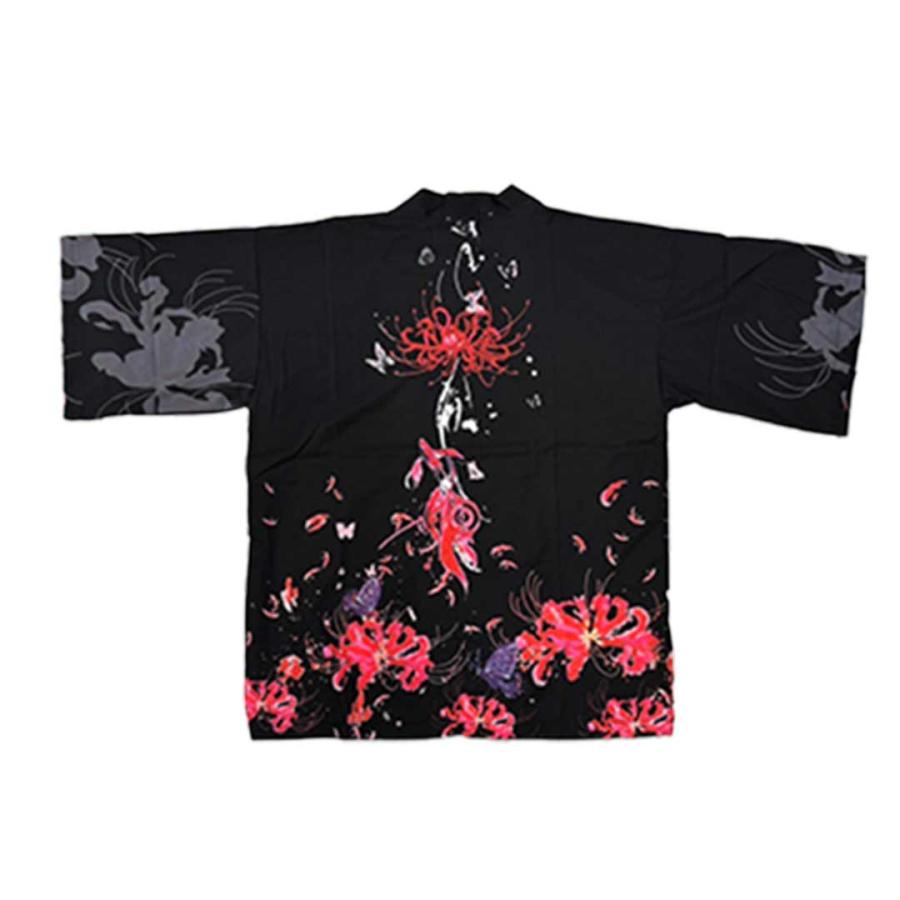 法被 彼岸花と蝶 全2色 ホワイト ブラック 夏祭り 夏恋 寺 韓国