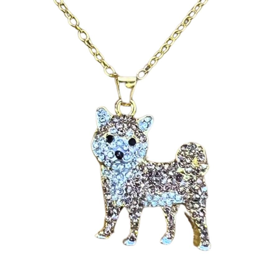 ネックレス ラインストーン 5種の犬猫 キラキラ 首 アクセサリー 